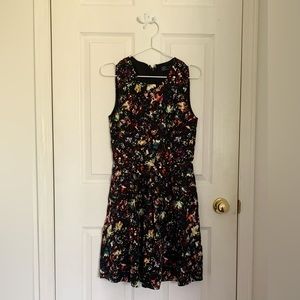 Flower printed fit and flair dress